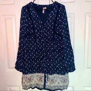 Blue Boho Button Dress